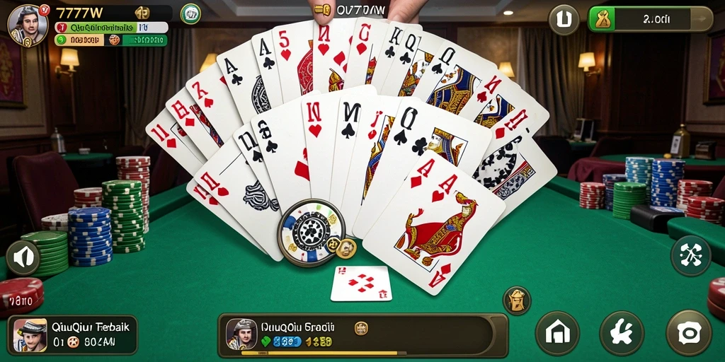 Tampilan menarik dari gameplay QiuQiu di 7777W.