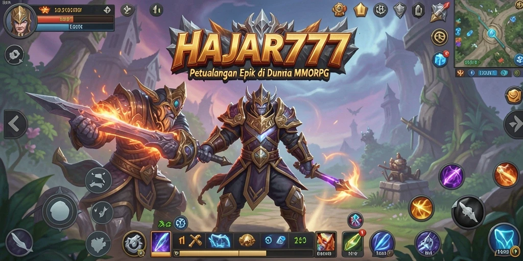 Screenshot gameplay HAJAR777 yang menunjukkan aksi pertempuran seru di dunia MMORPG.