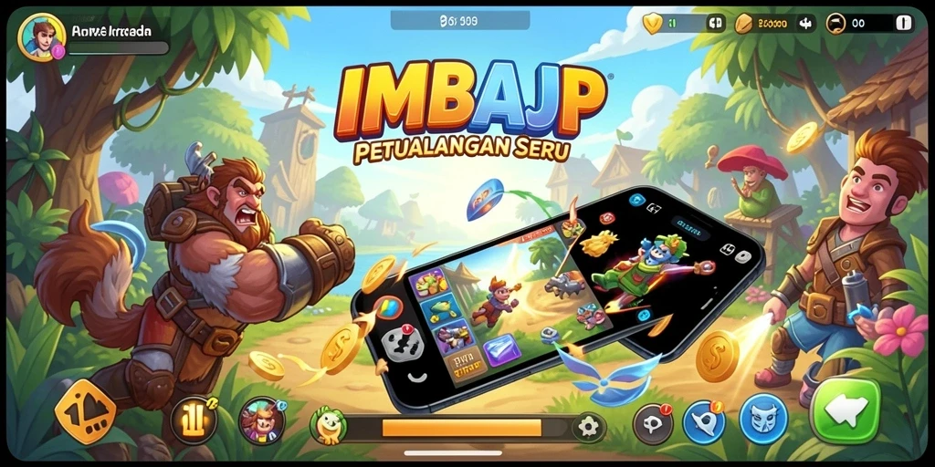 Tampilan gameplay seru dari IMBAJP yang penuh warna.