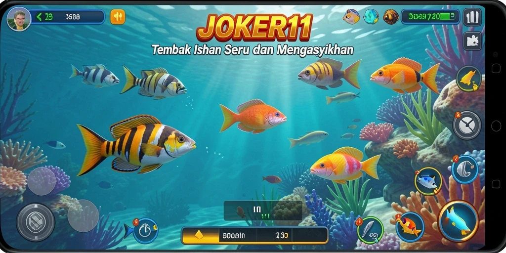Tampilan screenshot JOKER11 yang menampilkan aksi Tembak Ikan yang mendebarkan.