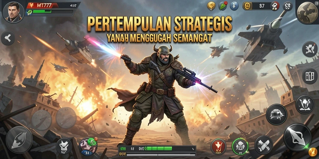 Tampilan gameplay MT777 yang menegangkan dengan pertempuran strategis.