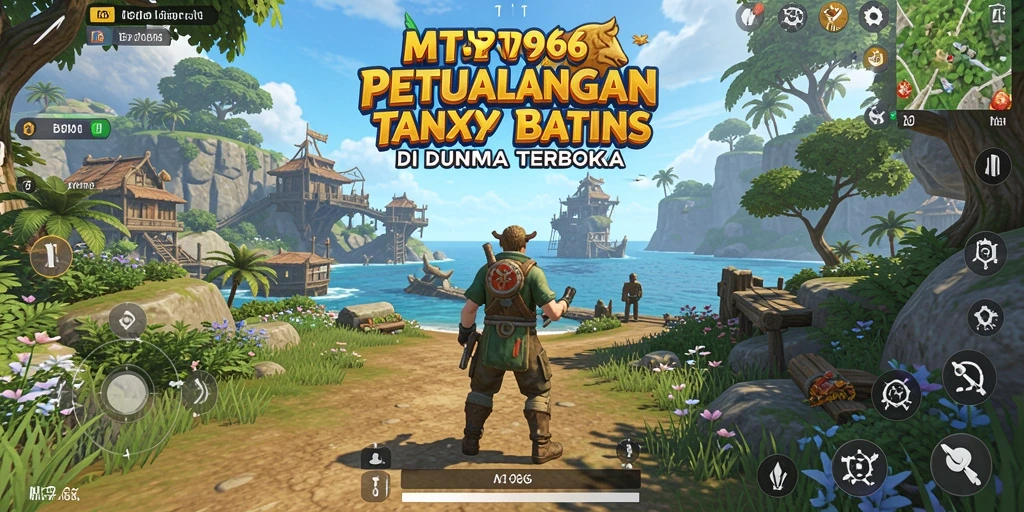 Screenshot gameplay MT966 menampilkan aksi petualangan di dunia terbuka yang luas.