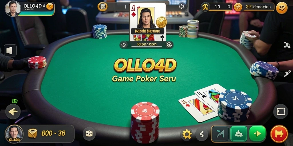 Tampilan layar OLLO4D dengan gameplay poker yang intens.