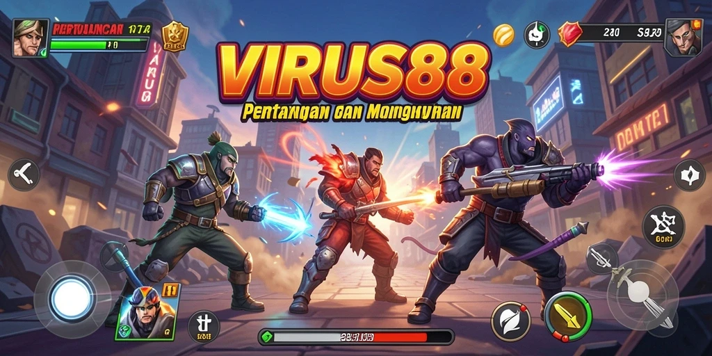 Screenshot utama VIRUS88 menampilkan aksi gameplay Arcade yang mengasyikkan.