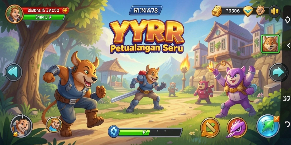 Tampilan gameplay menarik dengan rintangan penuh warna di YYRR.